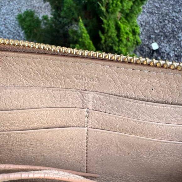 Chloe Wallet (FLAWS) Purse Long Wallet Authentic Beige Mustard Yellow - Picture 7 of 13